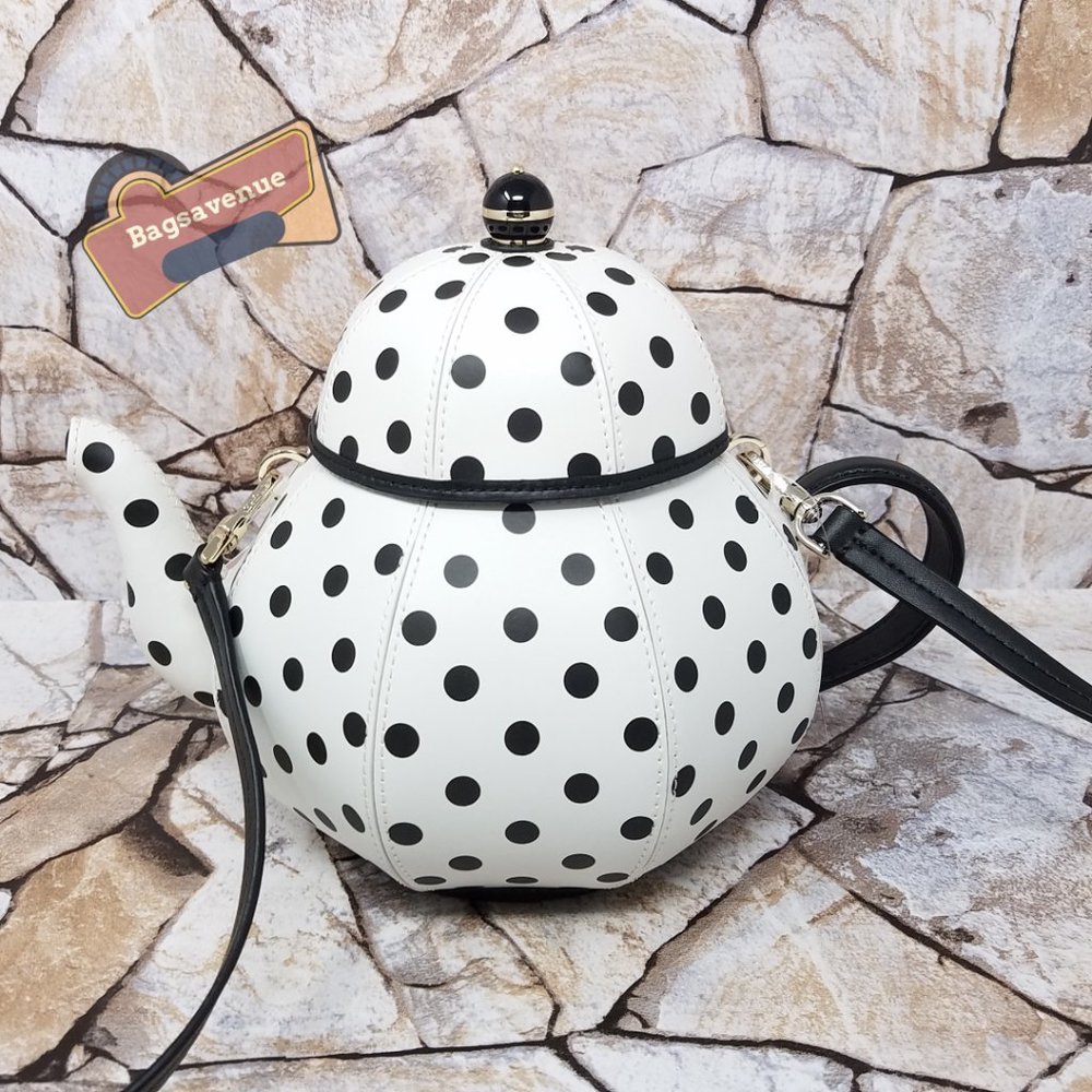 Alice in Wonderland Tea Pot Party Teapot Polka Dot Crossbody Bag Kate Spade - Picture 1 of 13